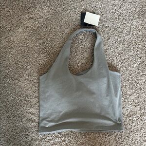 Senita Athletics Gray Halter Crop Top NWT